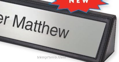 Black Classic Leather Changeable Name Plate