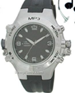 Cititec Mp3 Plastic Quartz Watch (Black W/ Round Face)