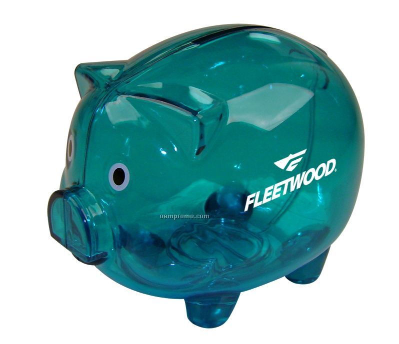4"X3"X 3 1/2" Aqua Colored Piggy Bank