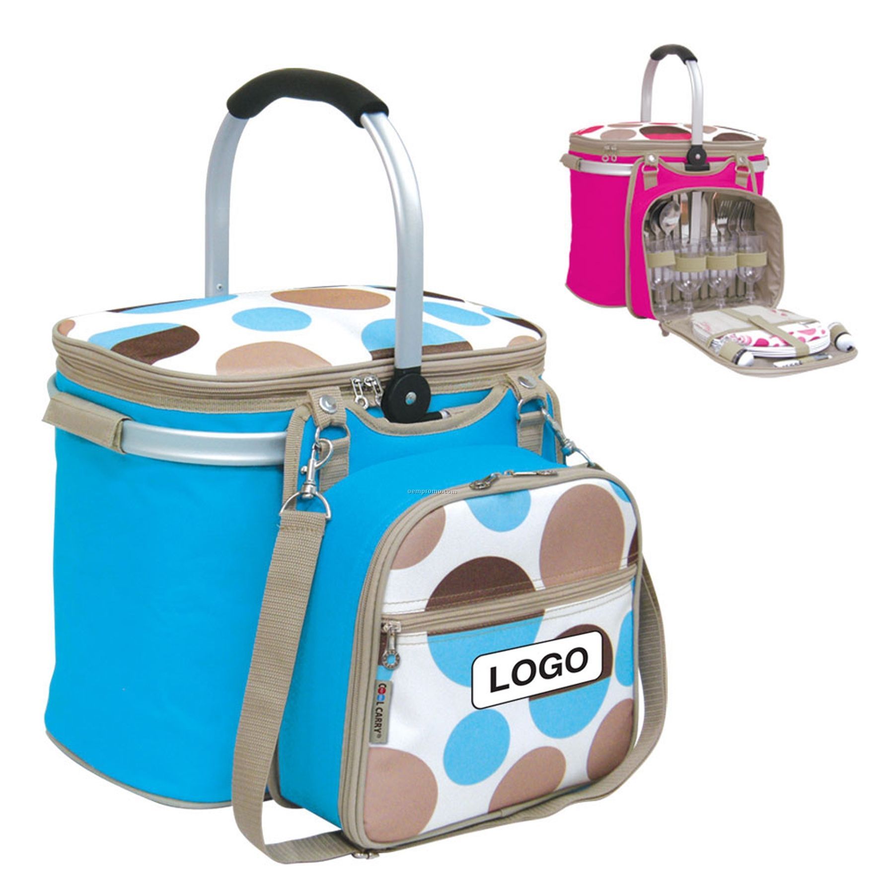 4 Person Insulated Picnic Basket W/ Removable Accessory Bag