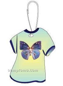 Blue Butterfly T-shirt Zipper Pull