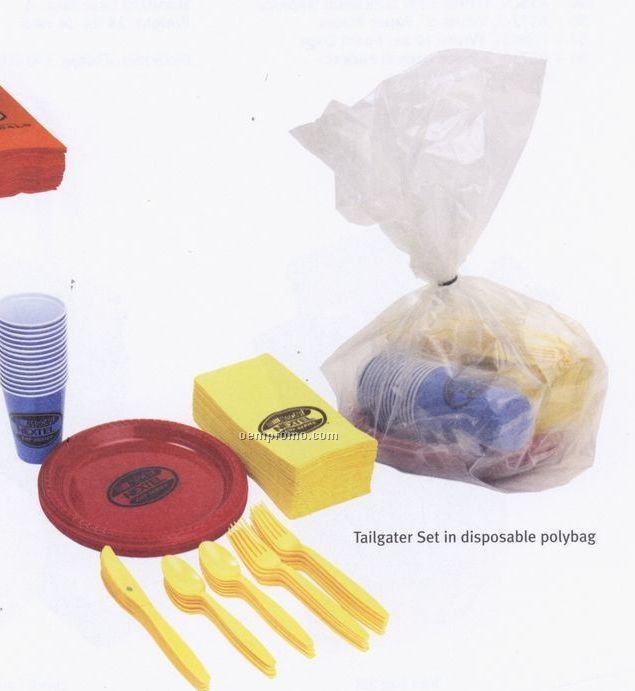 Tailgater Paper Set W/ Cups & Plates Packaged In Disposable Bag
