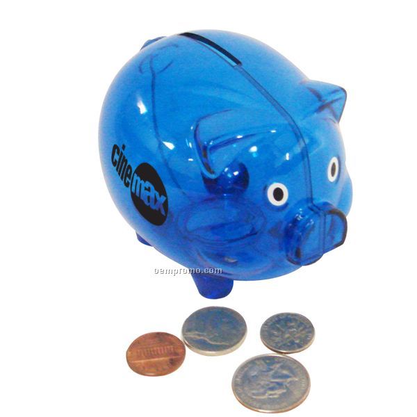 4"X3"X 3 1/2" Blue Piggy Bank