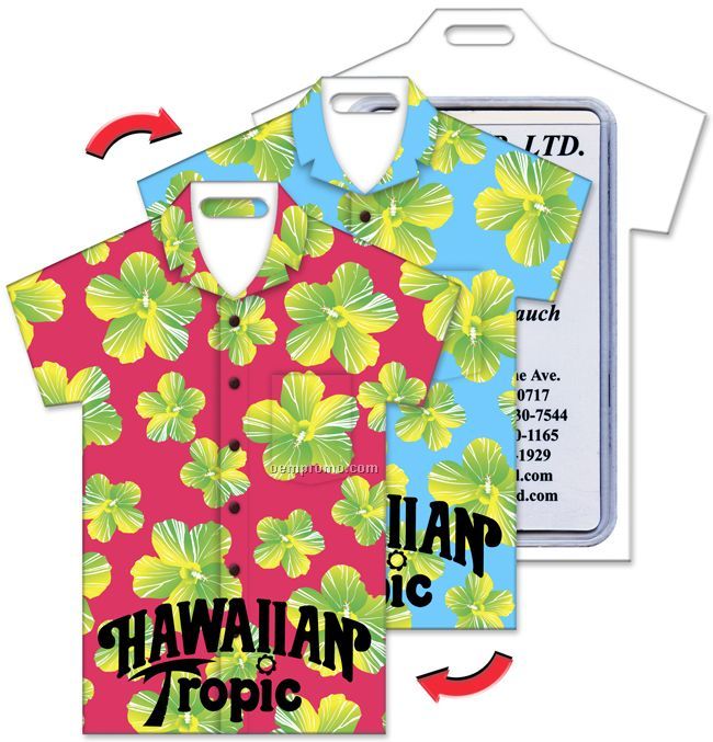 Luggage Tag, T-shirt Shape, Hawaiian Flowers Stock Design, Imprinted