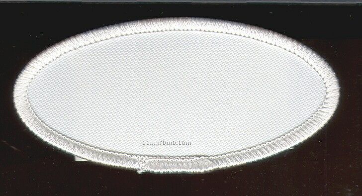 Oval White Border W/White Background Stock Blank Patch (3.25x1.5 )