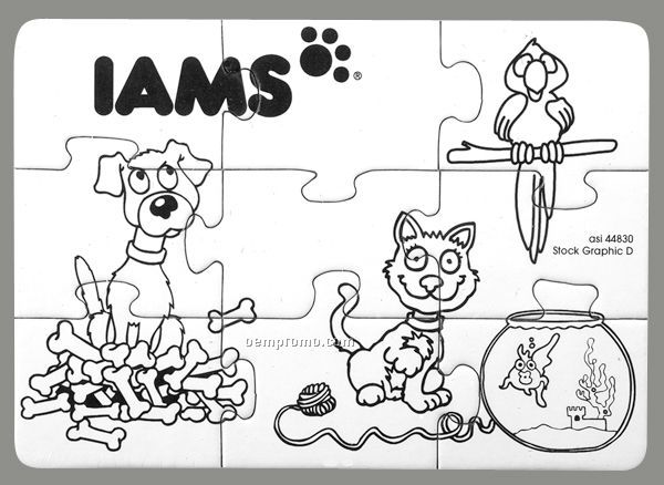9-piece Coloring Puzzle With Crayons / Pets - 1 Color