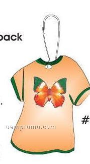 Orange & Green Butterfly T-shirt Zipper Pull