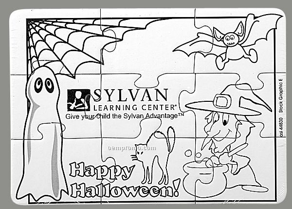 9-piece Coloring Puzzle With Crayons / Halloween - 1 Color