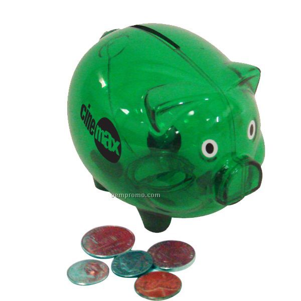 4"X 3"X 3 1/2" Green Piggy Bank