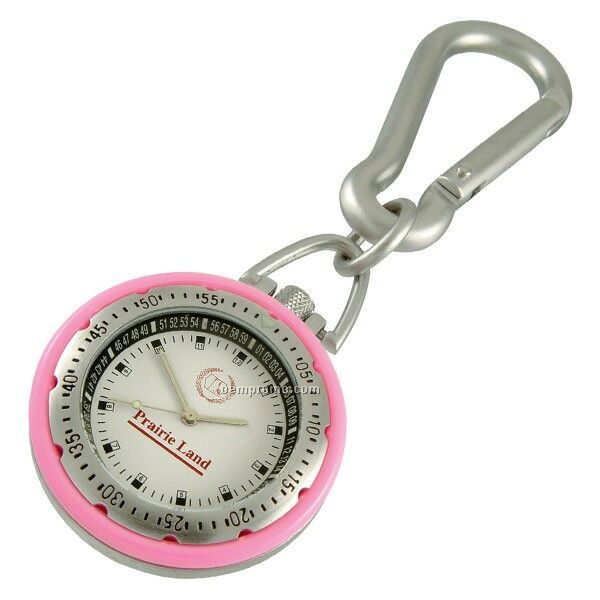 Karabiner Style Clip-on Watch With Pink Colorful Rim
