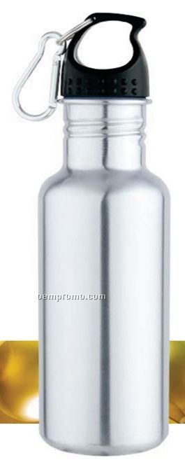 17 Oz. Single Wall 18/8 Stainless Steel Bottle W/ Sip Lid & Carabiner