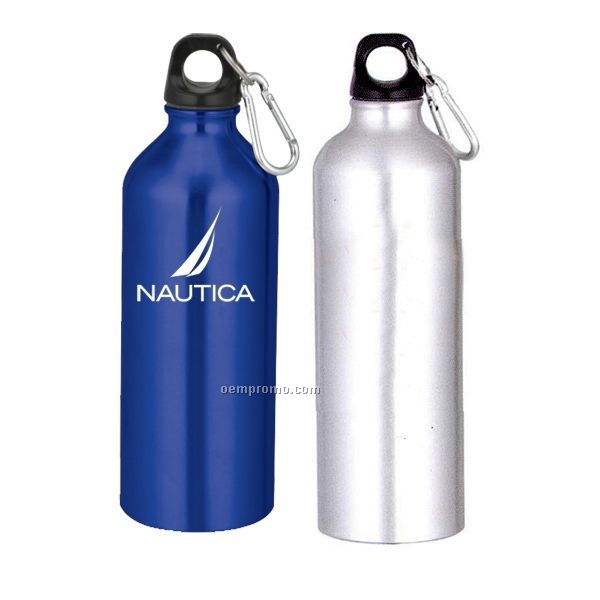 32 Oz. Aluminum Water Bottle With Carabiner - Silver Or Blue