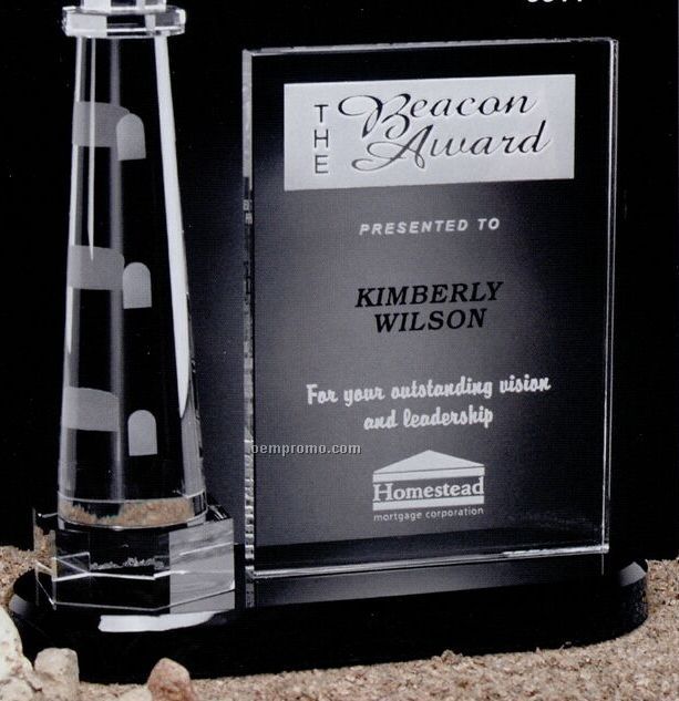 Pristine Gallery Crystal Journey Point Lighthouse Award (9 1/2")