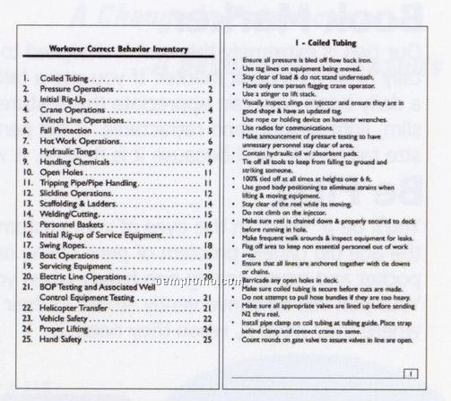 Workover Critical Behavior Inventory Stock Booklet - Junior