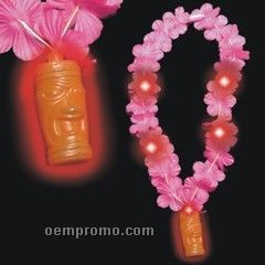 36" Pink Flower Tiki Lei Light Up Necklace