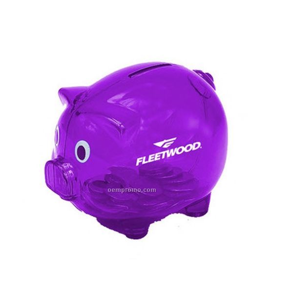 4"X3"X 3 1/2" Purple Piggy Bank