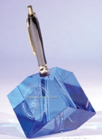 Blue Crystal Pen Cube (6 1/2