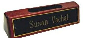 Rosewood Piano Finish Nameplate With Business Card Holder
