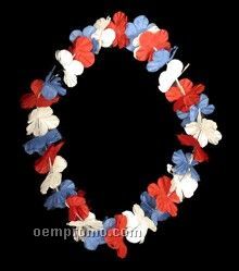 33" Red, White, & Blue Flower Lei Light Up Necklace