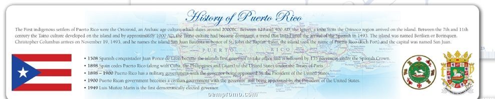 Plastic History Of Puerto Rico Ruler - 12" (1 Color Front)