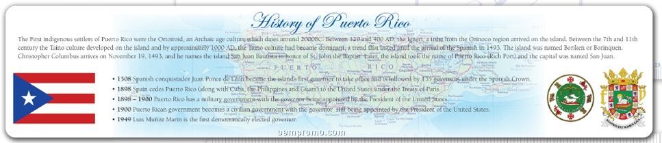 Plastic History Of Puerto Rico Ruler -12" (4 Color Front)