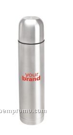 1/2 Liter Stainless Steel Thermal Bottle In Leatherette Zipper Pouch