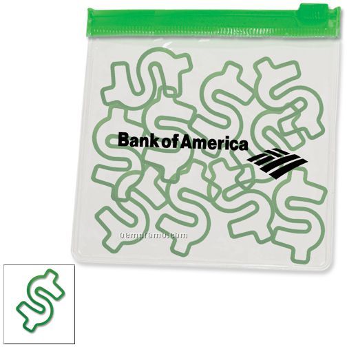 Dollar Sign Rubber Bands In A Clear Pouch With Color Trim