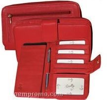 Red Italian Leather Maxi Zip Wallet