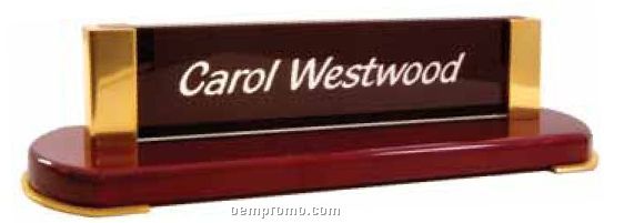 Rosewood Piano Finish Deskbar With Laser Engraved Glass