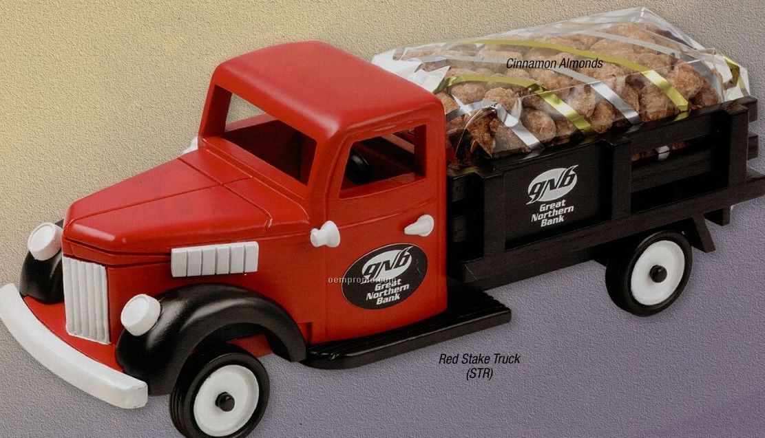Wooden Red Stake Truck W/ Deluxe Mixed Nuts (No Peanuts)