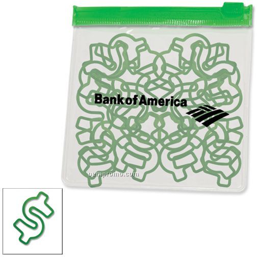 Dollar Sign Rubber Bands In A Clear Pouch W/Color Trim