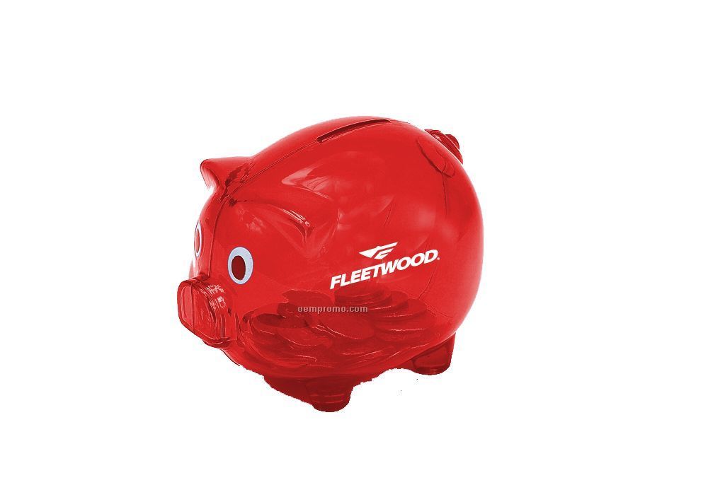 5"X4" Red Piggy Bank