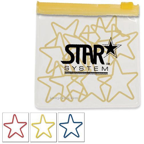 Star Rubber Bands In A Clear Pouch With Color Trim