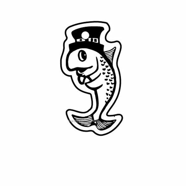 Stock Shape Collection Cartoon Fish W/ Hat Key Tag