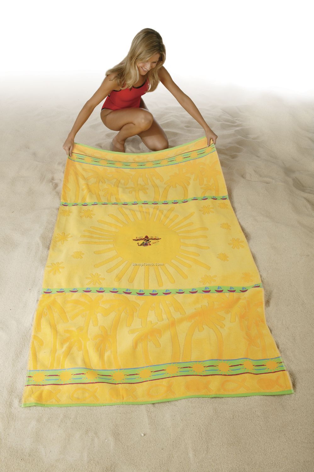 Blazing Sun Stock Woven Beach Towel - Embroidered