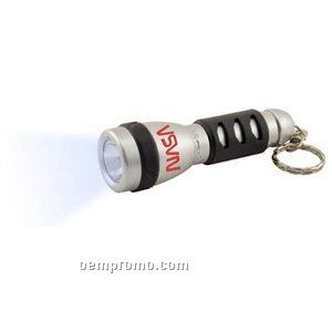 Silver Flashlight Keychain W/ Black Grip