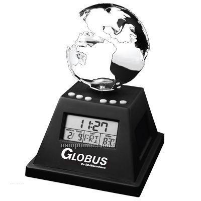 Solar Powered Moving Globe W/Alarm Clock