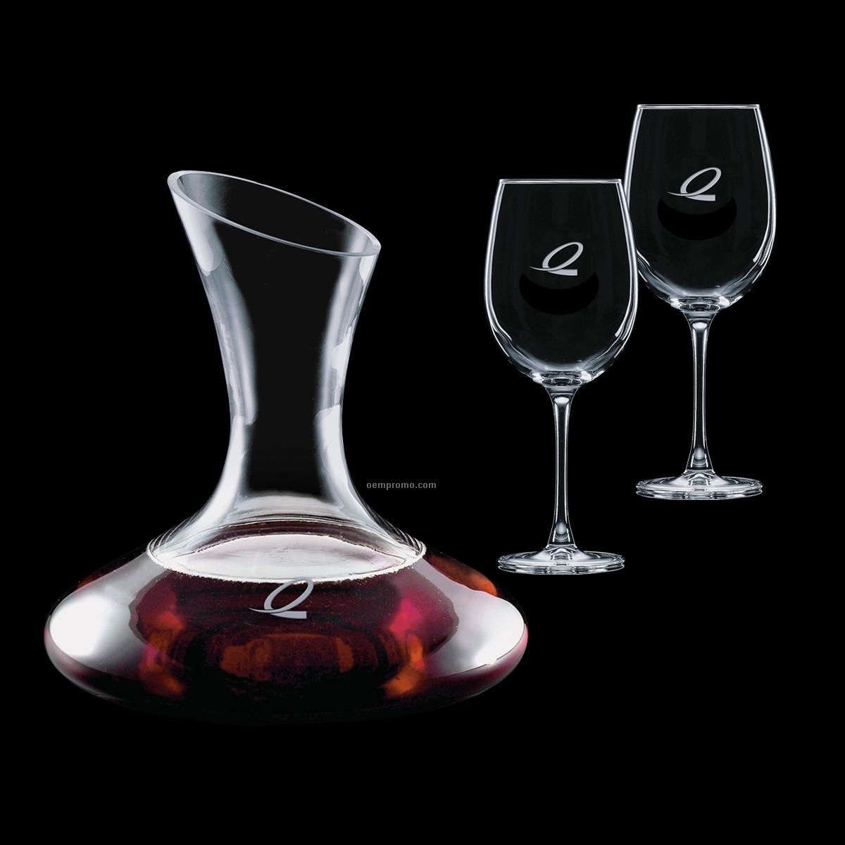 Edenvale Crystal Carafe & 2 Wine Glasses