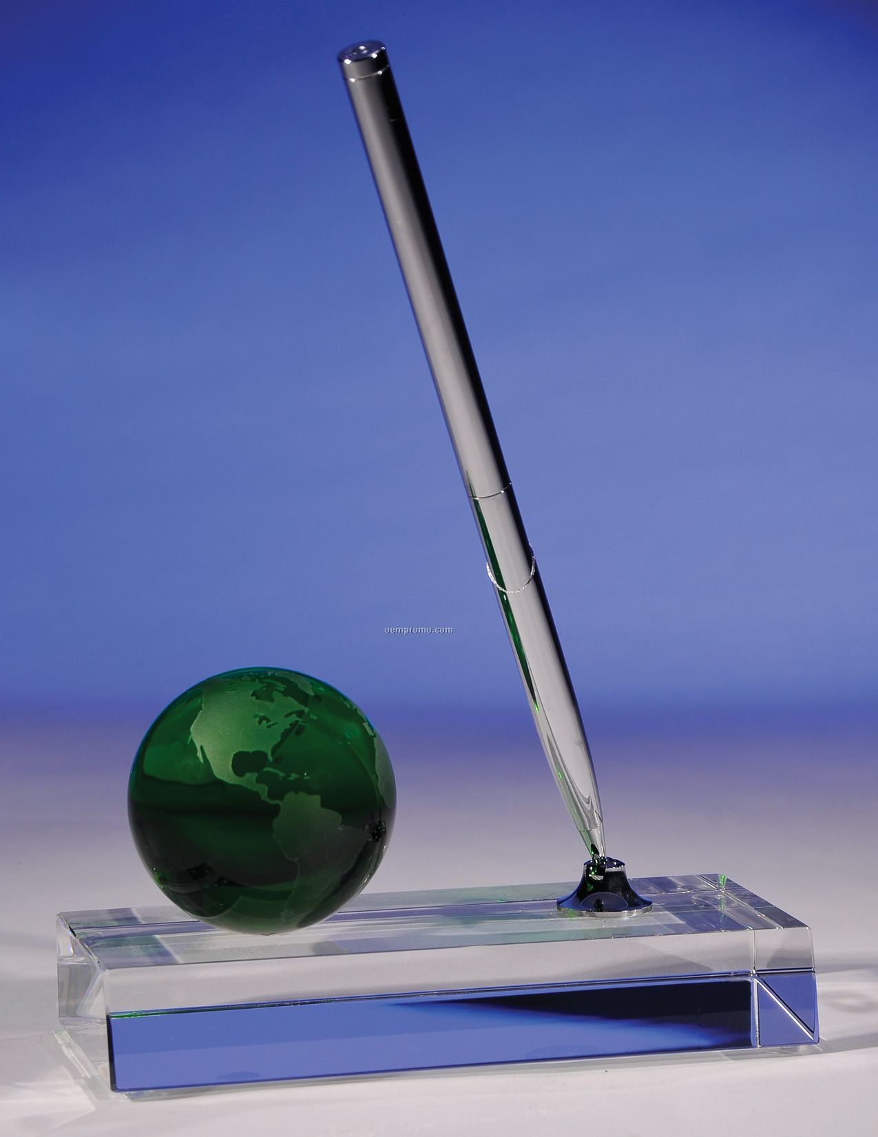 Globe Crystal Pen Stand (Green)