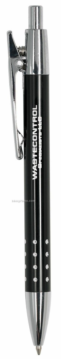 Pisa Ballpoint Pen W/ Aluminum Barrel, Chrome Grip & Spring Clip