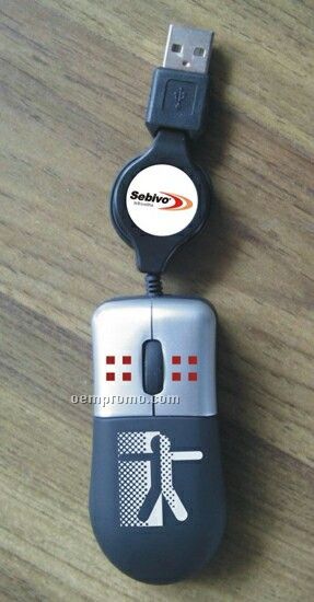 Mini USB Mouse W/ Retractable Cable