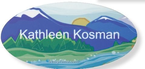 Oval Sublimated Name Badge W/ 1 Line Of Personalization (3"X1-1/2")