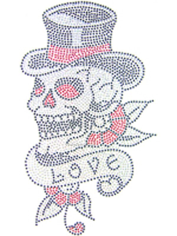 Skull Top Hat Love Rhinestud Transfer