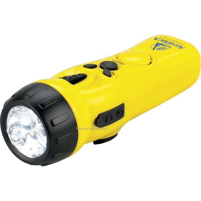 Yellow Crank Flashlight W/ Emergency Radio