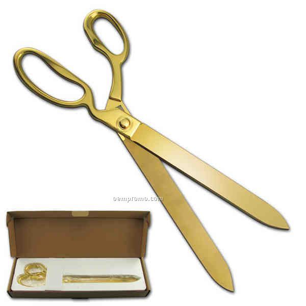 Ceremonial Ribbon Cutting Scissors - Gold Plated (15")