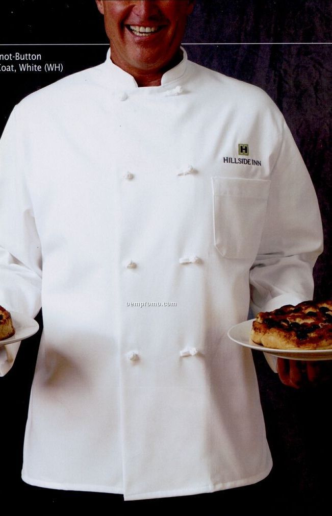 Chef Designs 8 Knot Button Chef Coat W/ Thermometer Pocket