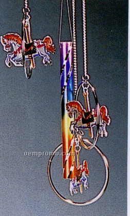 Multi Color 3 Ring Carousel Horse Wind Chime