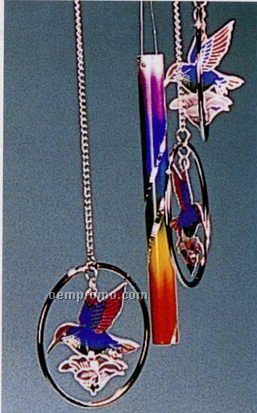 Multi Color 3 Ring Hummingbird Wind Chime