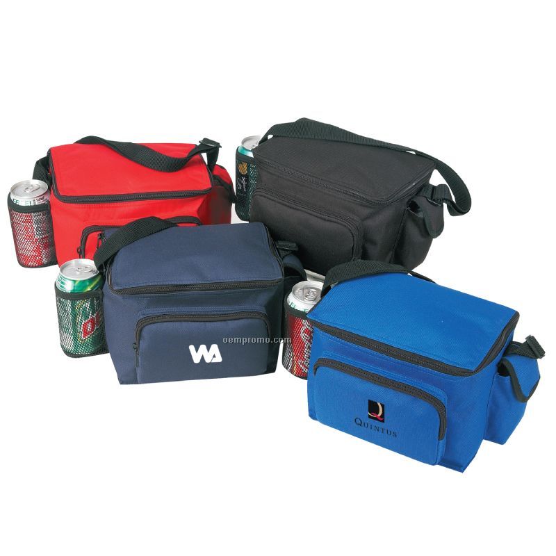 600d Polyester 6-pack Cooler W/Bottle Holder & Pouch