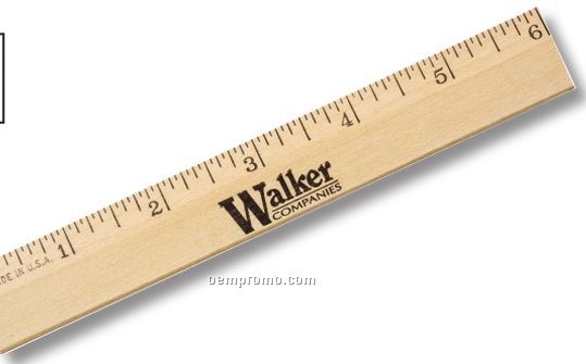 Clear Lacquer Beveled Wood 6" Ruler/English Scale (7/8" Wide) - 1 Color